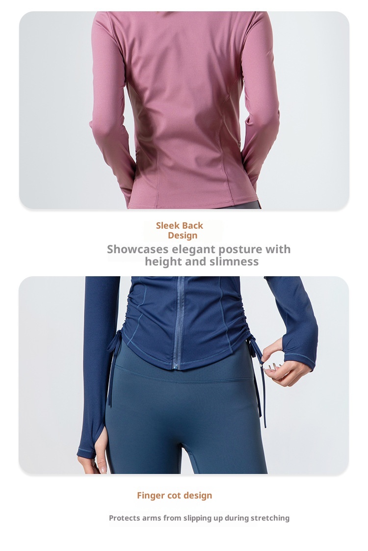 ActiveGo Yoga Jacket Top Dames Elastische Ritssluiting Outdoor Lange Mouw Fitnesskleding Kan Buiten Worden Gedragen Strak En Geruit_voghion.com