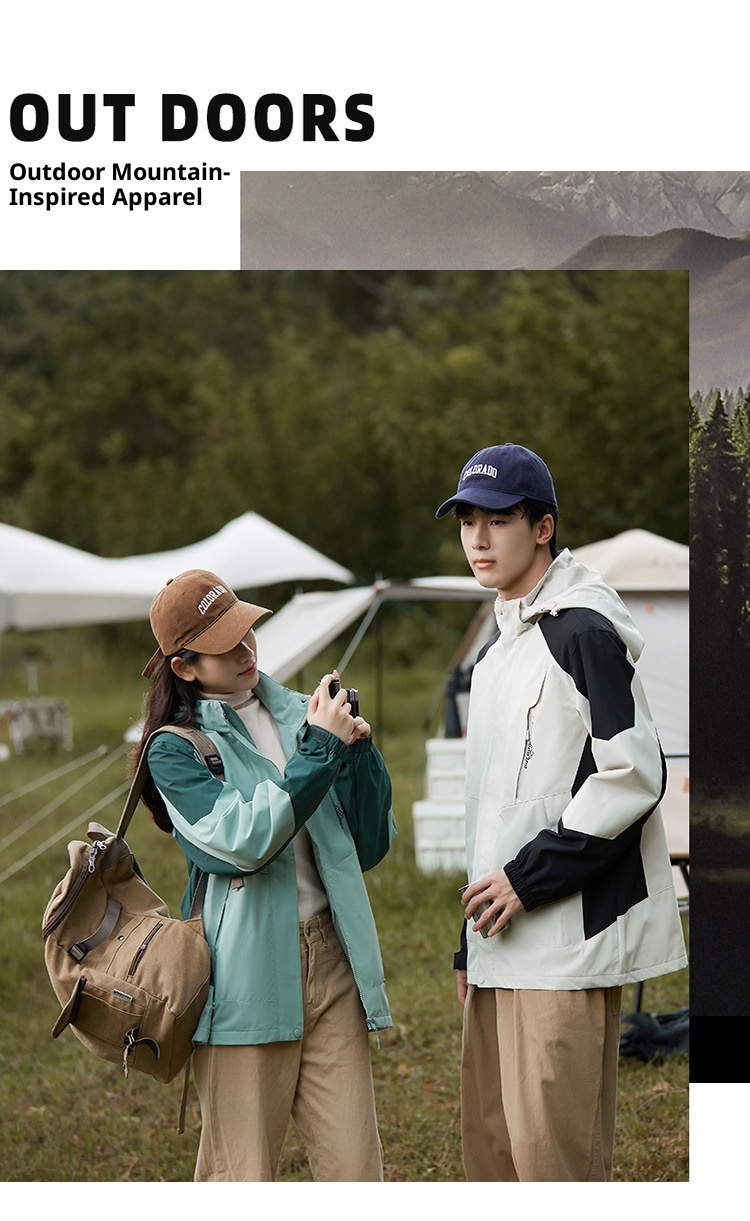 ActiveGo ActiveGo 2023 New Spring And Autumn Outdoor Color Block Women Trendy Windproof Hiking Jacket Men Mountain Style Camping_voghion.com