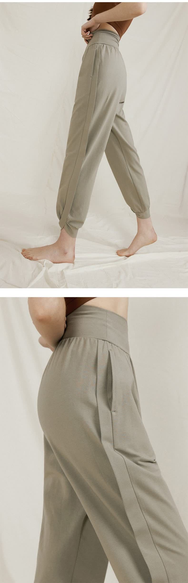 Pantaloni da jogging larghi a nove punti, comodi e semplici, da indossare all'aperto, per yoga, nuovi pantaloni da donna ActiveGo Spring a vita alta_voghion.com