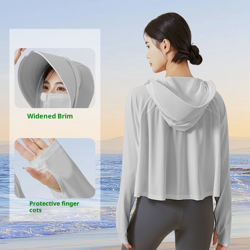 Giacca protettiva estiva a maniche lunghe in seta ghiacciata ActiveGo ActiveGo, abbigliamento protettivo dal sole per esterni da donna_voghion.com