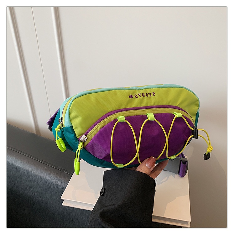 001 Foreign Trade Patchwork Color-Block Women's Chest Lightweight Outdoor Sports Cycling Phone Waist Dopamine Trendy_voghion.com