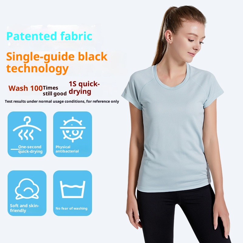 ActiveGo ActiveGo T-Shirt Outdoor Running Casual Top Source Yoga Fitness Antibacterial Sports Short Sleeve Breathable Quick-Dry_voghion.com