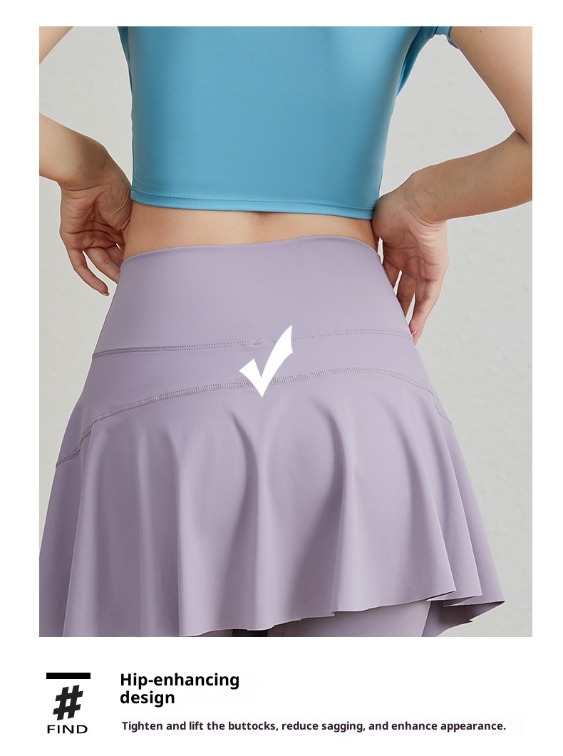 ActiveGo ActiveGo Yoga Peach Hip High Waist Elastic Tummy Control Running Fitness Covering Flaws Ruffled Outdoor Sports Dance Skirt Pants_voghion.com