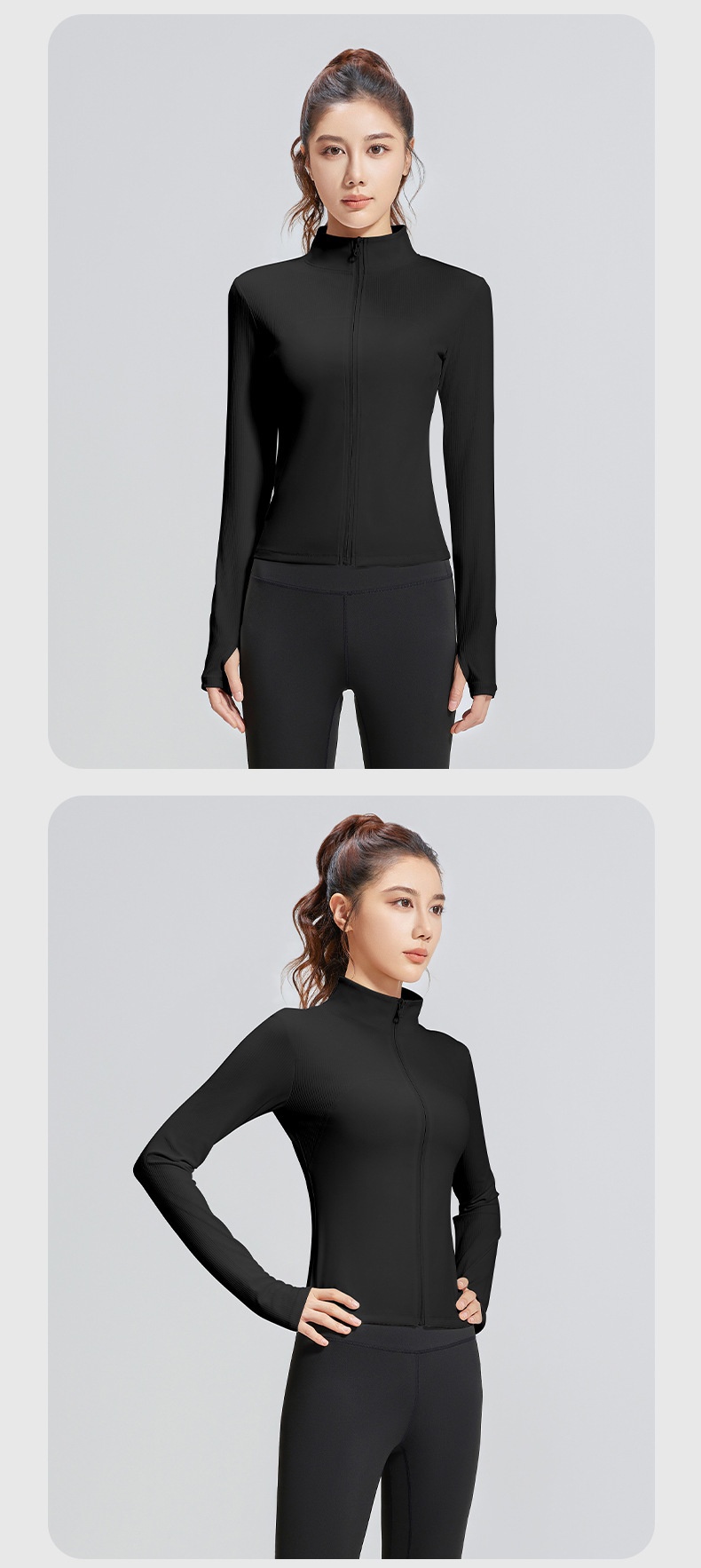 ActiveGo New Striped Sports Outdoor Running Slim Fit Stand Collar Yoga Jacket Trendy_voghion.com