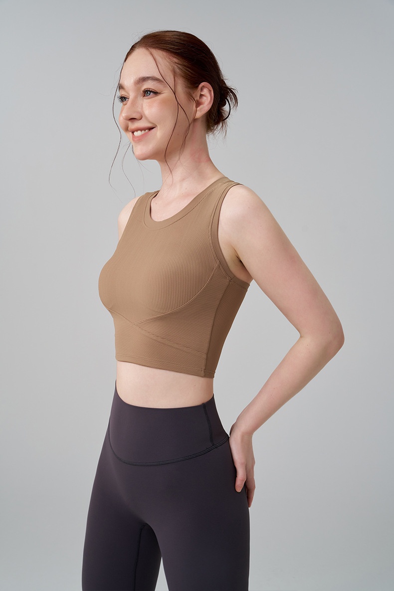 ActiveGo One-piece Padded Shock-absorbing Yoga Vest Fixed Cup Sports Running Outdoor Beauty Back Fitness Bra For Women_voghion.com