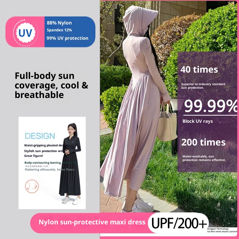 ActiveGo ActiveGo Nylon Xiangxiu stesso stile coreano corpo intero UV protezione solare lunga abbigliamento con cappuccio_voghion.com