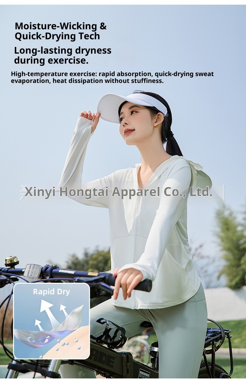 ActiveGo ActiveGo 25 Vêtements de soleil pour femmes Veste coupe-vent légère en soie glacée, protection UV, idéale pour le cyclisme et le sport, respirante_voghion.com