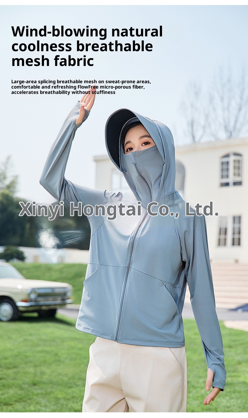 ActiveGo ActiveGo 25 Vêtements de soleil pour femmes Veste coupe-vent légère en soie glacée, protection UV, idéale pour le cyclisme et le sport, respirante_voghion.com