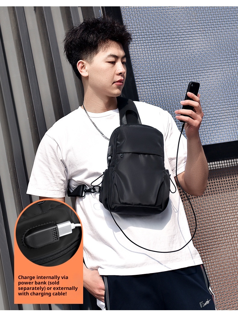 001 Chest Dropshipping New Men's Single Shoulder Crossbody Bag USB Charging Korean Style Casual Sports Backpack Printing_voghion.com