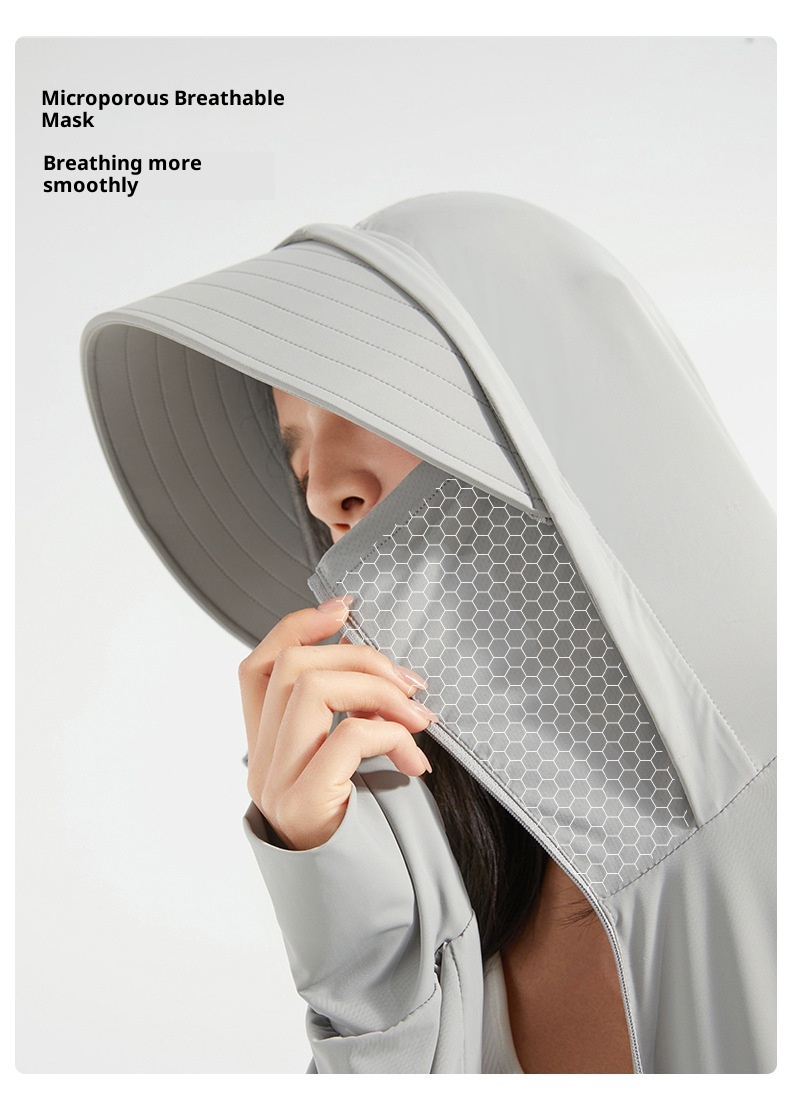 ActiveGo Yunduo Original YKK Zipper Large Brim Cloak Coat Ice Silk Abbigliamento protettivo solare UV per donna_voghion.com