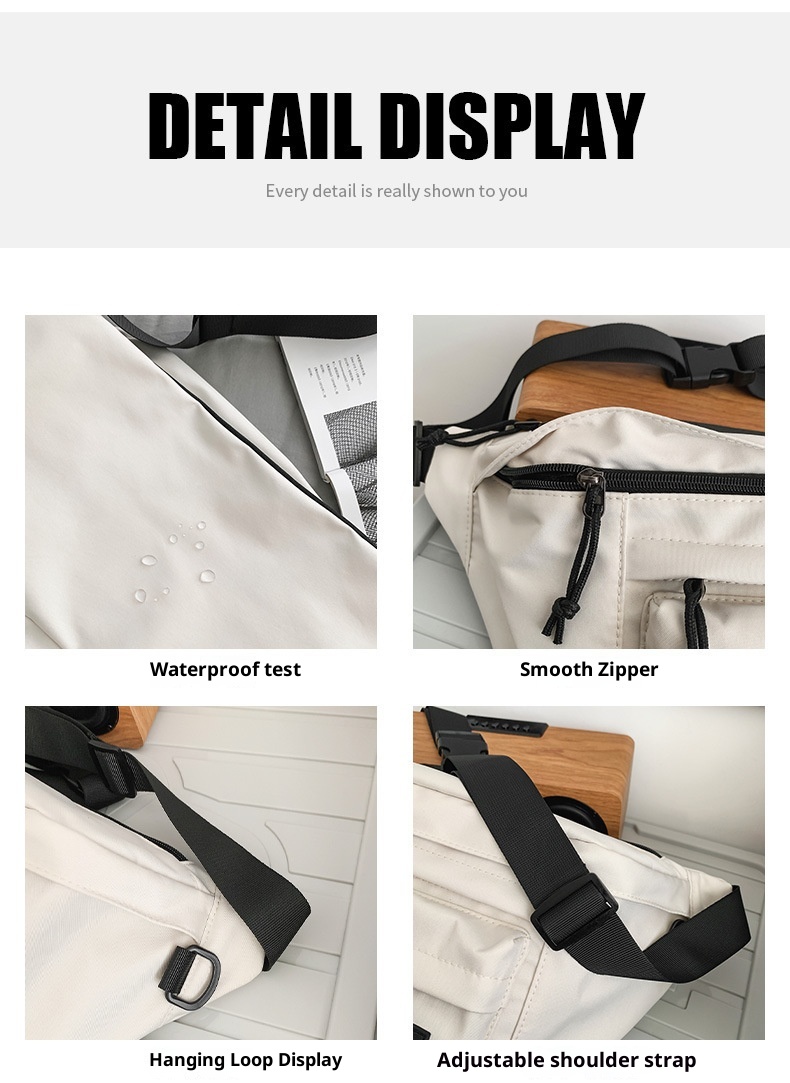 001 Crossbody For Men And Women, Student Simple Sports Large Capacity Chest Bag, Solid Color Casual Work Compartment_voghion.com