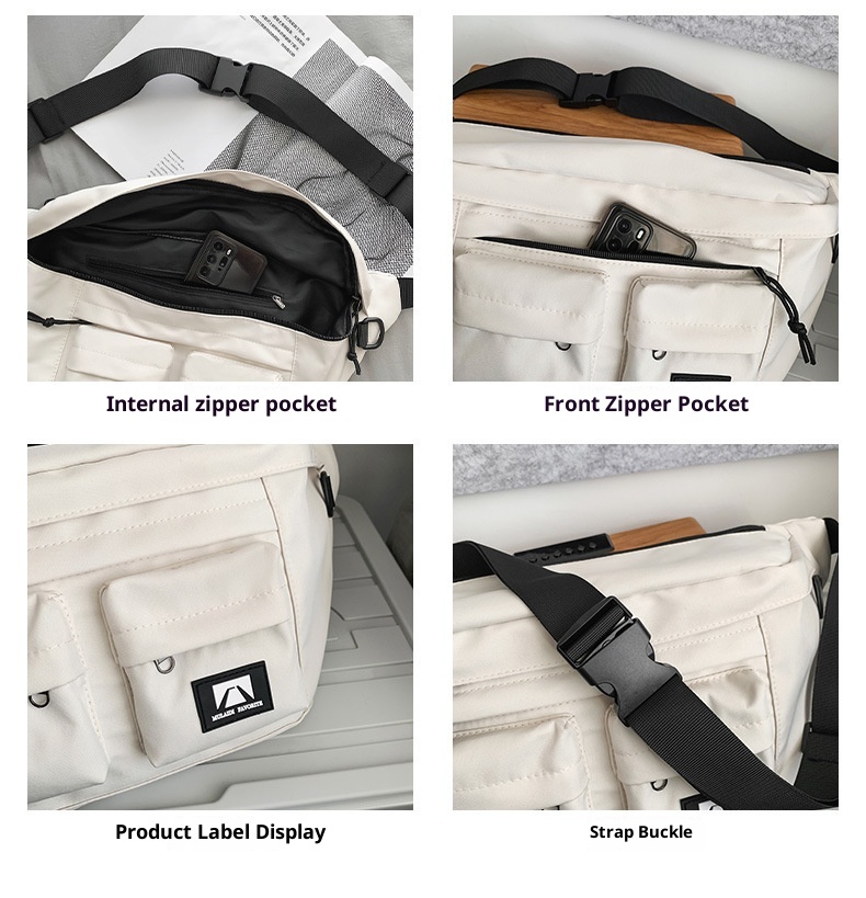 001 Crossbody For Men And Women, Student Simple Sports Large Capacity Chest Bag, Solid Color Casual Work Compartment_voghion.com