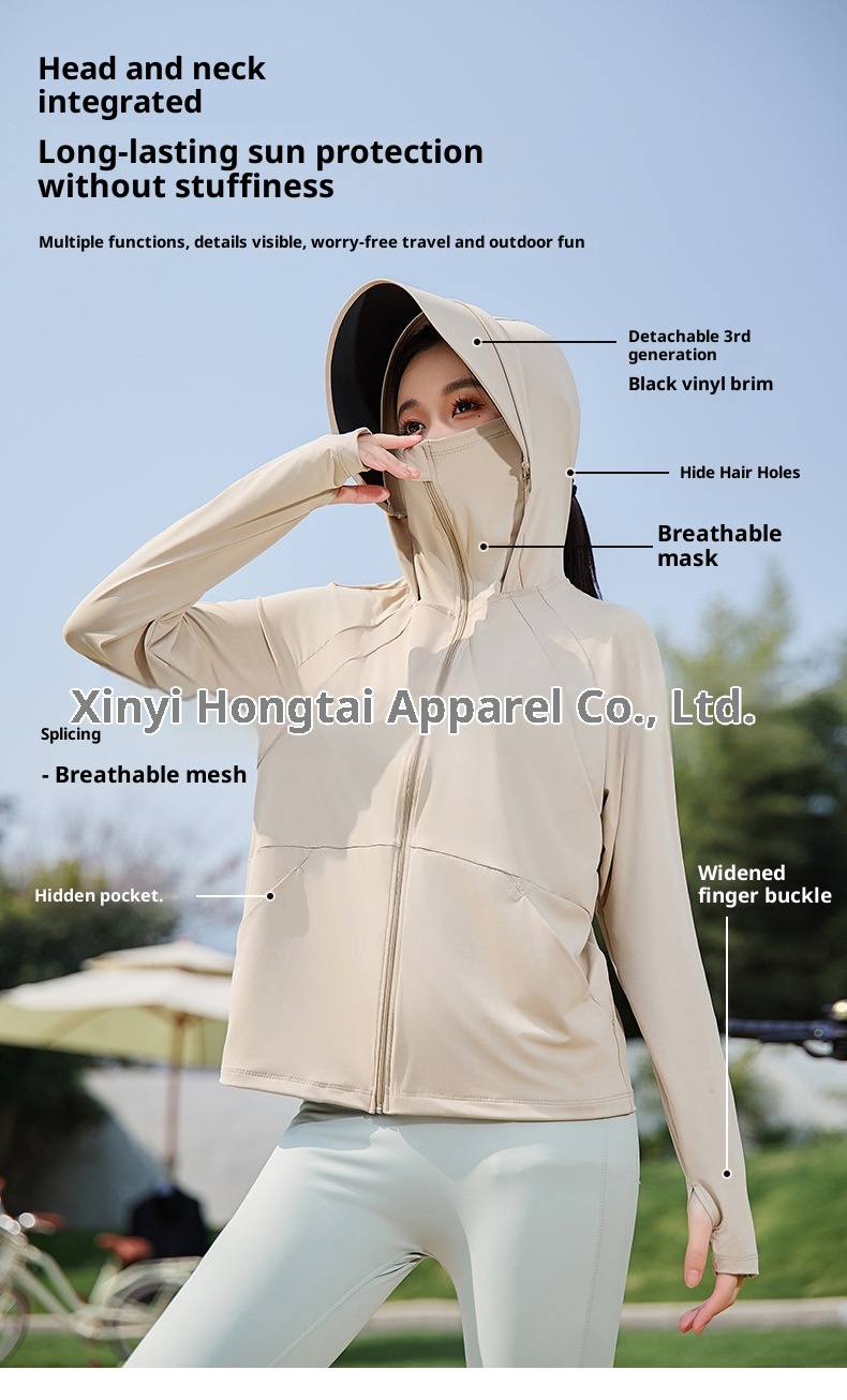 ActiveGo ActiveGo 25 Vêtements de soleil pour femmes Veste coupe-vent légère en soie glacée, protection UV, idéale pour le cyclisme et le sport, respirante_voghion.com