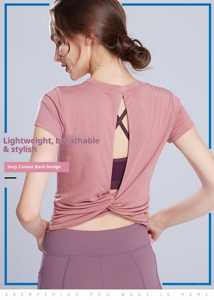 ActiveGo Sring Cover-U Short Sleeve Quick-Dry Shirt Wear T-Shirt For Women Euroean And American Fitness Yoga Outdoor Sorts_voghion.com