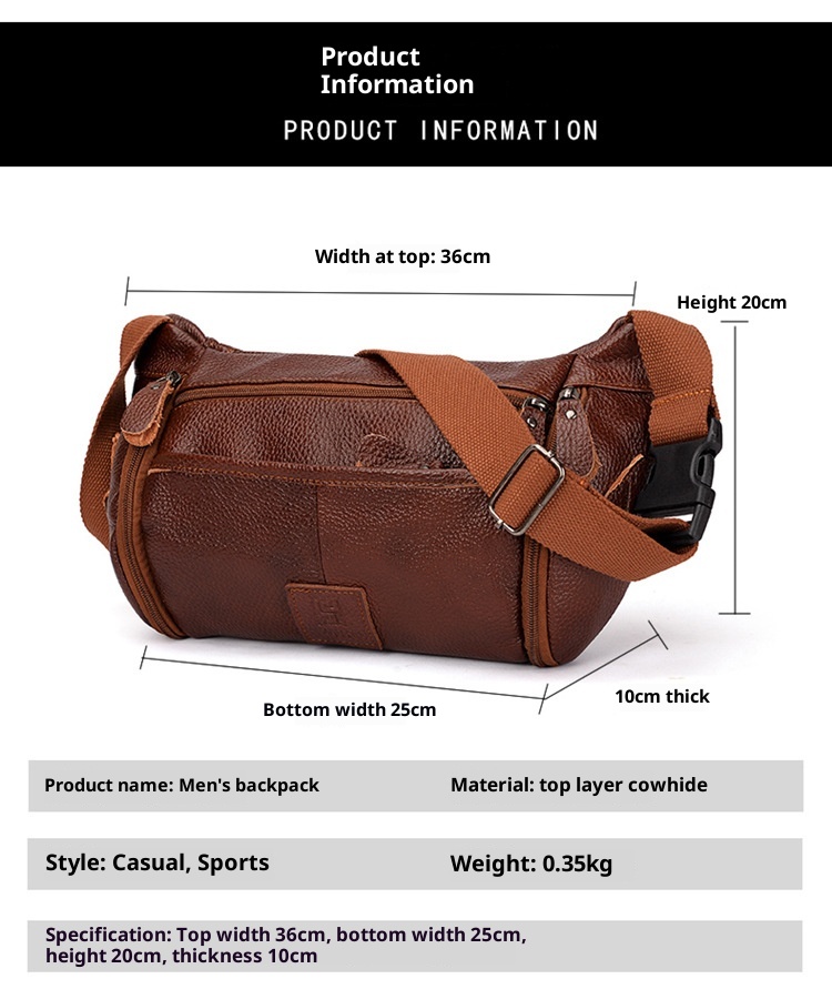 001 HANHOO Fashion Genuine Leather Waist Outdoor Casual Multi-Functional Crossbody Chest Large Capacity Top Layer Cowhide_voghion.com
