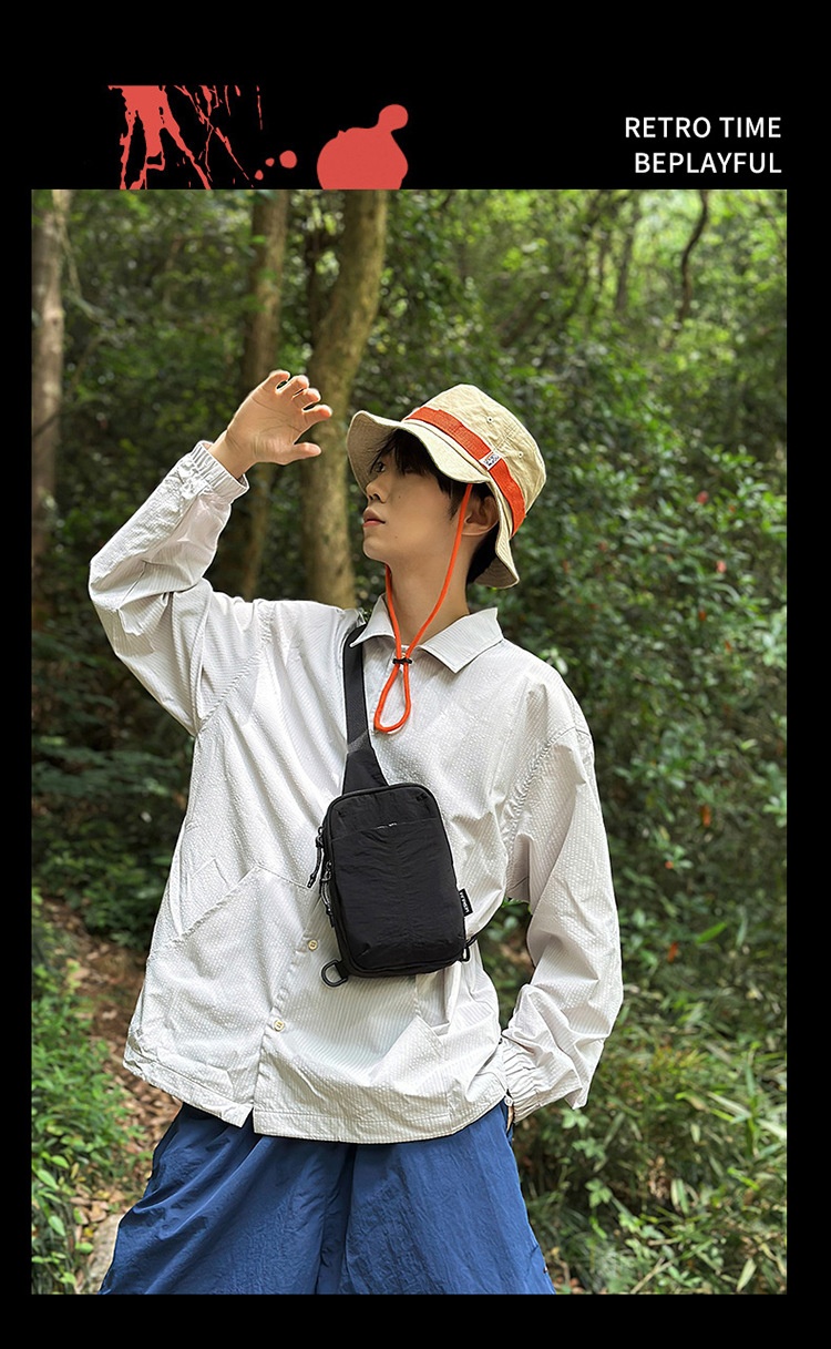 001 Einseitige Brusttasche für Herren, koreanische Version, lässiger Handy- und Münzbeutel im Instagram-Stil, geeignet für Radfahren, Wandern und andere Sportarten, kleine Herrengröße_voghion.com