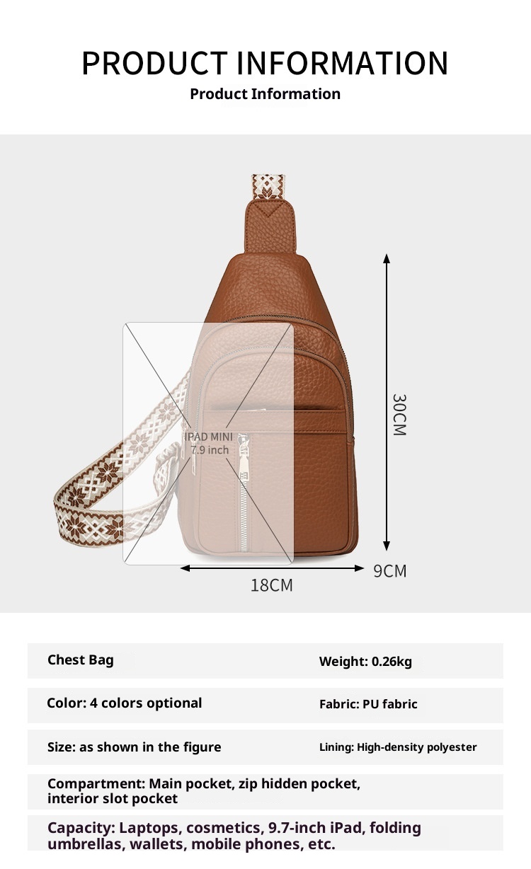 001 2025 Summer New Fashion Single Shoulder Crossbody Versatile PU Leather Large Capacity Casual Travel Women's Chest Bag_voghion.com