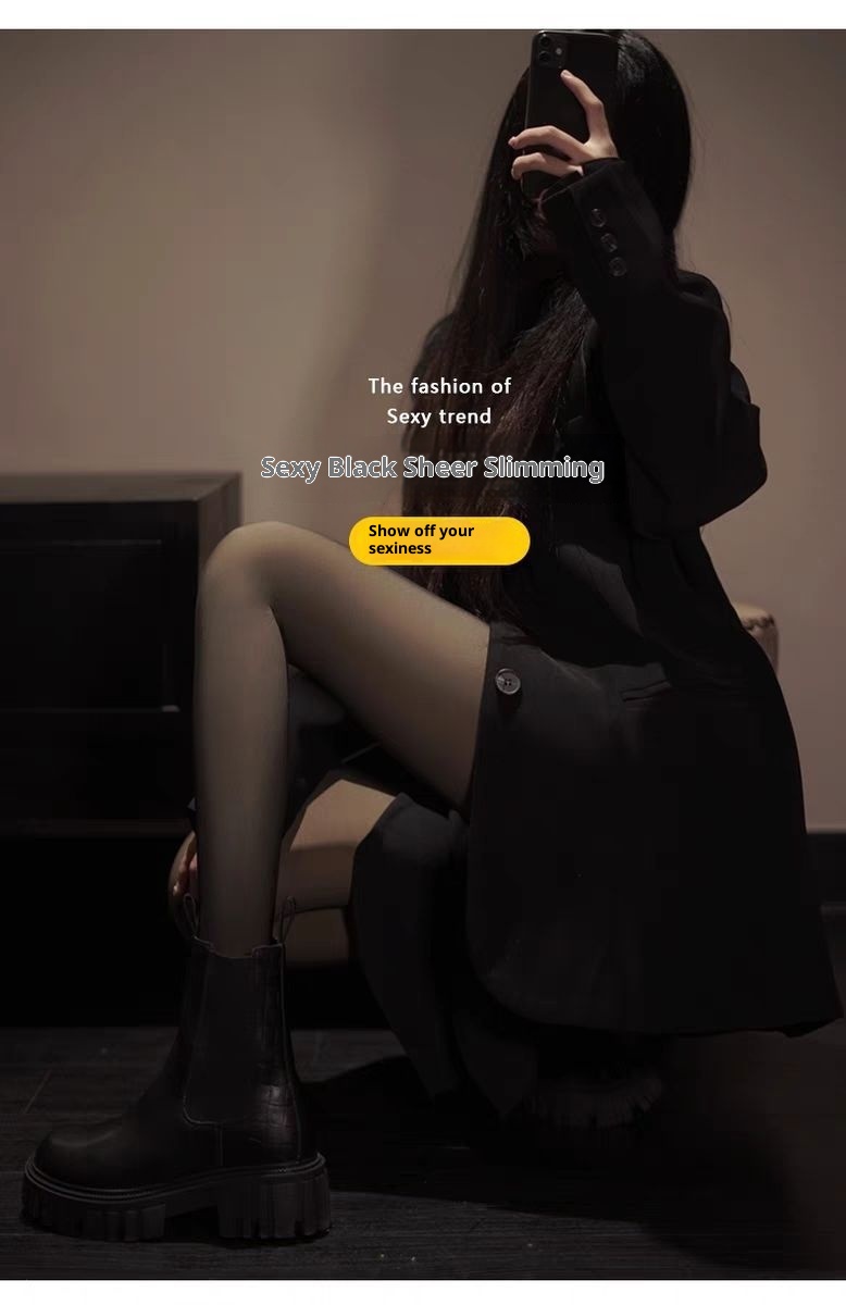 Leggings ActiveGo da donna, stile autunnale e invernale, artefatto a gamba nuda, sexy in seta nera foderata in pile, modello da assistente di volo ispessito_voghion.com