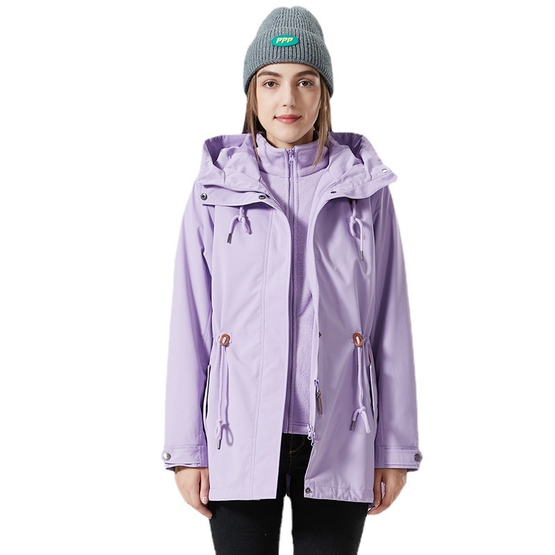 Giacca impermeabile antivento trench di media lunghezza da donna ActiveGo, modello invernale 3 in 1, molto venduta oltre confine_voghion.com
