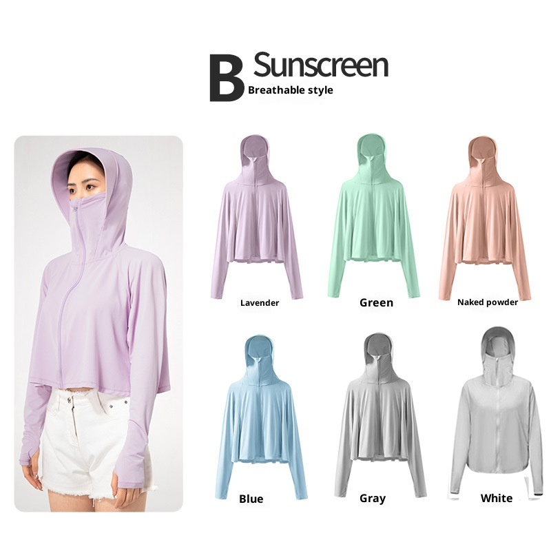 Abbigliamento estivo ActiveGo per donna, giacca corta traspirante con cappuccio isolante, protezione solare UPF50+ UV per esterni_voghion.com