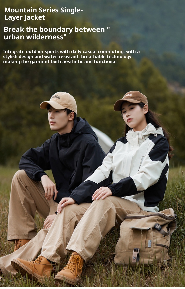 ActiveGo ActiveGo 2023 New Spring And Autumn Outdoor Color Block Women Trendy Windproof Hiking Jacket Men Mountain Style Camping_voghion.com