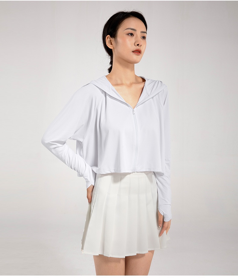 Abbigliamento estivo ActiveGo per donna, giacca corta traspirante con cappuccio isolante, protezione solare UPF50+ UV per esterni_voghion.com