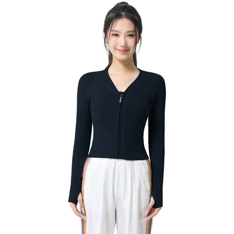 ActiveGo Sports Outdoor Fitness Jacket Women Zipper Style Wear Top With Thumb Long Sleeve Clothes Yoga Quick Dry_voghion.com