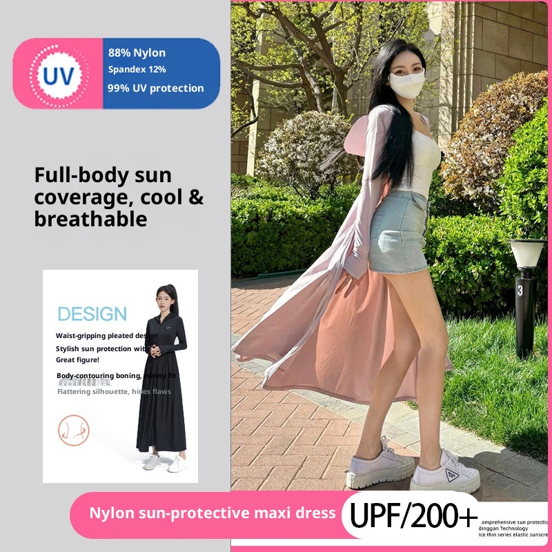 ActiveGo ActiveGo Nylon Xiangxiu stesso stile coreano corpo intero UV protezione solare lunga abbigliamento con cappuccio_voghion.com