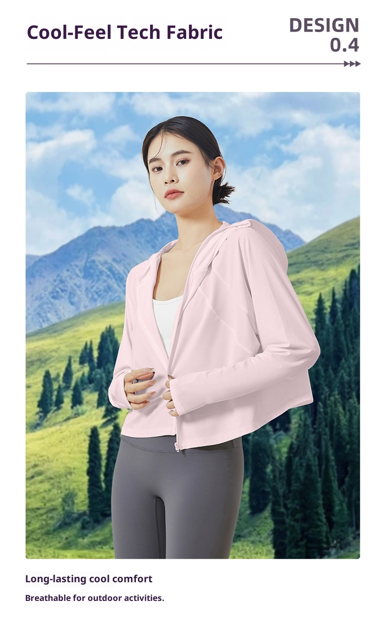 Giacca protettiva estiva a maniche lunghe in seta ghiacciata ActiveGo ActiveGo, abbigliamento protettivo dal sole per esterni da donna_voghion.com