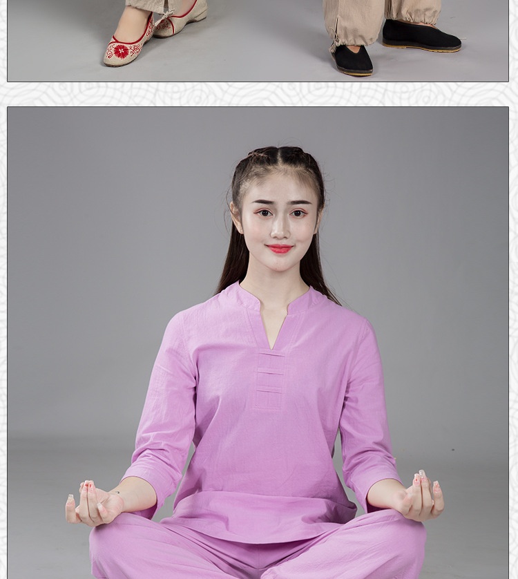 ActiveGo ActiveGo 8808 New Outdoor Sports Cotton And Linen Yoa Clothin For Practitioners, Meditation, Tai Chi Set, One-Piece_voghion.com