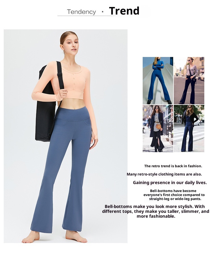 ActiveGo Spring New Style Barely There Yoga For Women High Waist Casual Slightly Flared Wide Leg Outdoor Running Sports Fitness_voghion.com