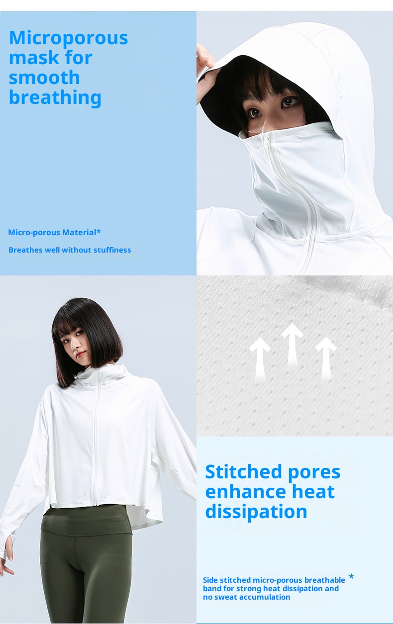 Châle ActiveGo Cloud Original en laine pour femme avec bord en caoutchouc noir, protection solaire UPF50+ UV respirante, vêtement décontracté et polyvalent_voghion.com