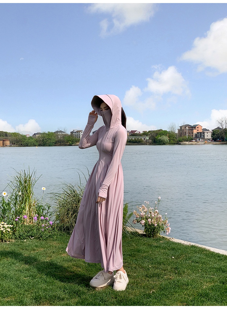 ActiveGo ActiveGo Nylon Xiangxiu stesso stile coreano corpo intero UV protezione solare lunga abbigliamento con cappuccio_voghion.com