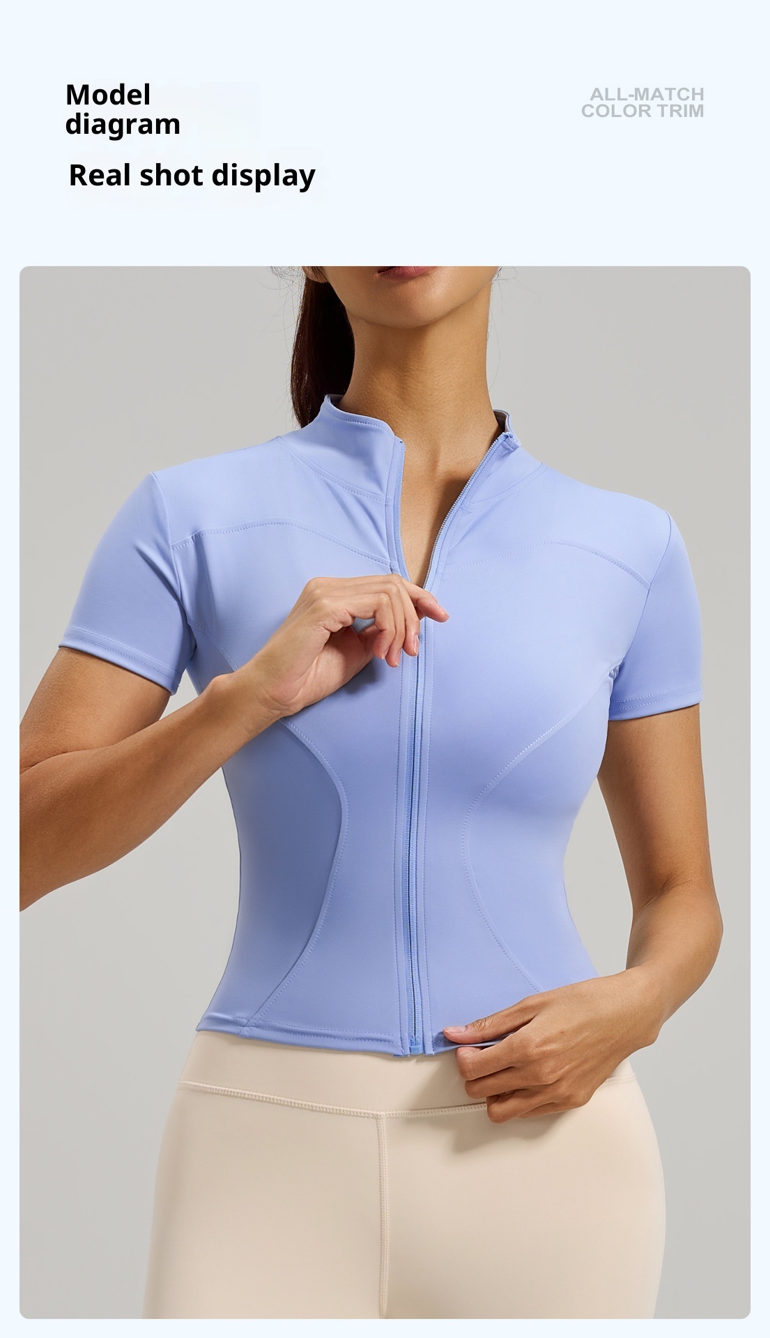 ActiveGo ActiveGo Juyitang Nuova giacca sportiva da corsa casual slim fit con cerniera completa e colletto rialzato per yoga e fitness a maniche corte_voghion.com