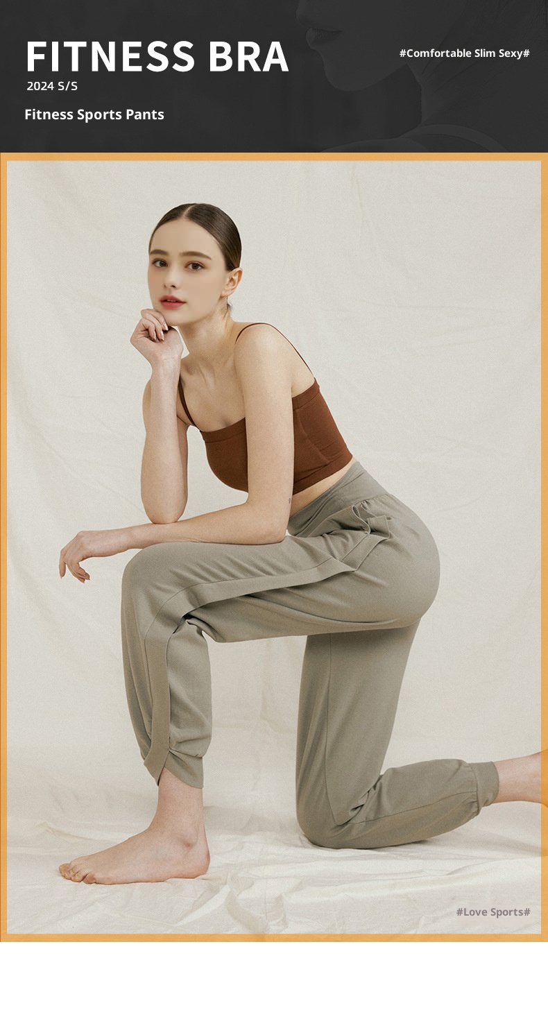 Pantaloni da jogging larghi a nove punti, comodi e semplici, da indossare all'aperto, per yoga, nuovi pantaloni da donna ActiveGo Spring a vita alta_voghion.com