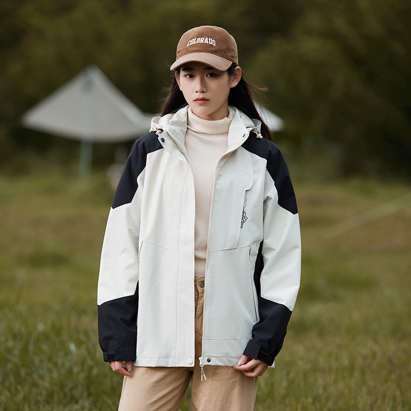 ActiveGo ActiveGo 2023 New Spring And Autumn Outdoor Color Block Women Trendy Windproof Hiking Jacket Men Mountain Style Camping_voghion.com
