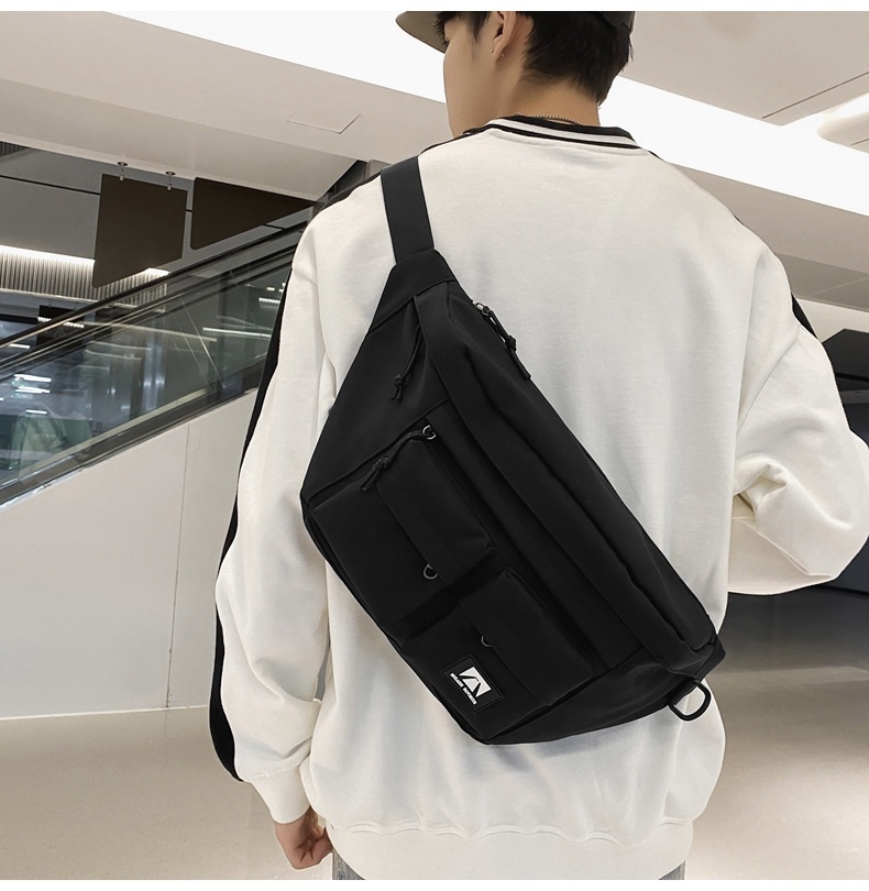001 Crossbody For Men And Women, Student Simple Sports Large Capacity Chest Bag, Solid Color Casual Work Compartment_voghion.com