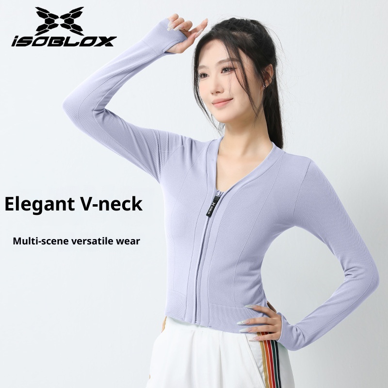 ActiveGo Sports Outdoor Fitness Jacket Women Zipper Style Wear Top With Thumb Long Sleeve Clothes Yoga Quick Dry_voghion.com