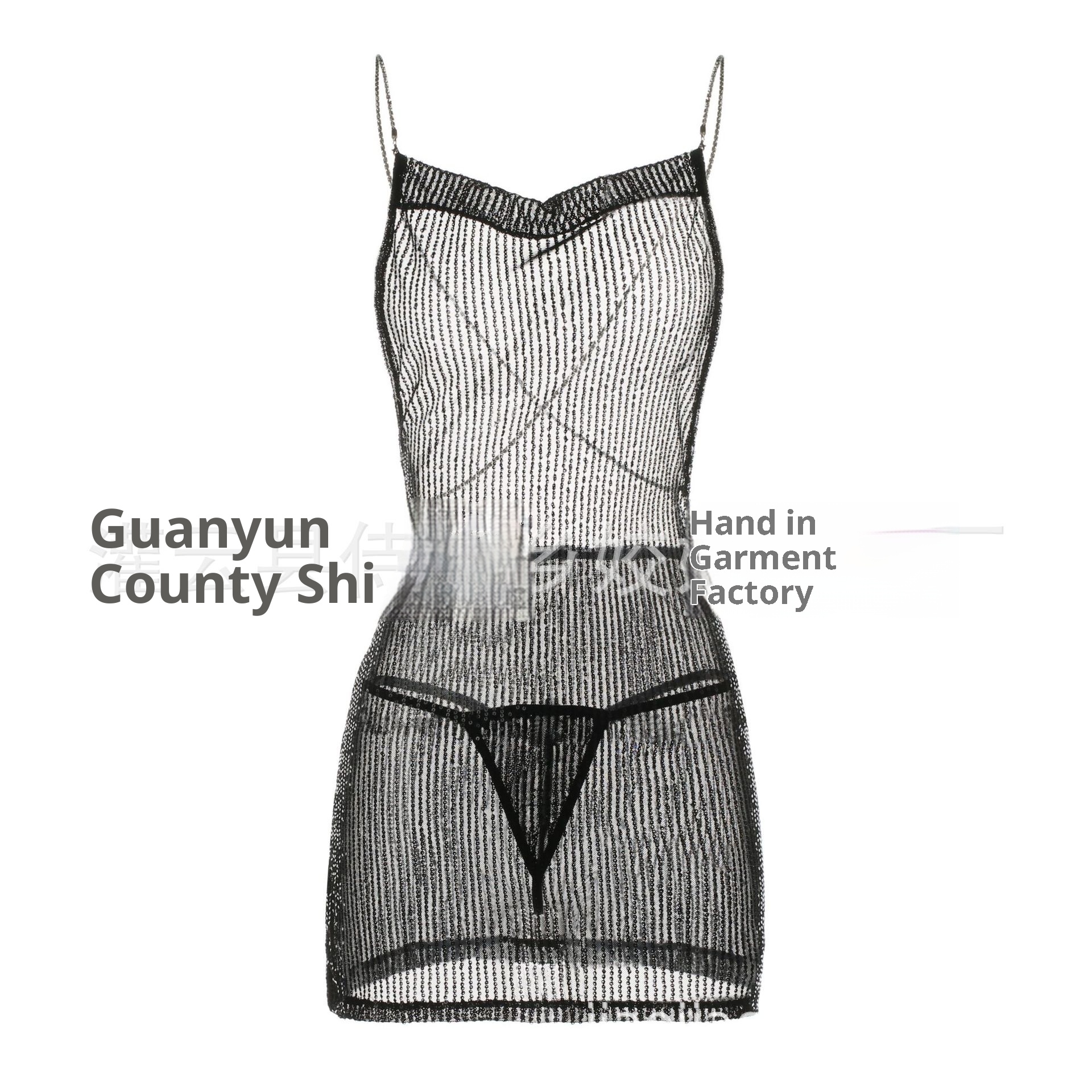 Robe de nuit sexy LuvBox Lingerie à sequins brillants, moulante, courte, dos nu, décolleté plongeant._voghion.com