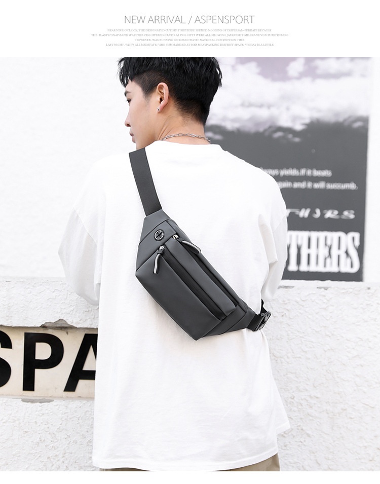 001 Bolso bandolera unisex de estilo informal de negocios, sencillo y con personalidad, ideal para actividades al aire libre, ciclismo y como bolso de cintura._voghion.com