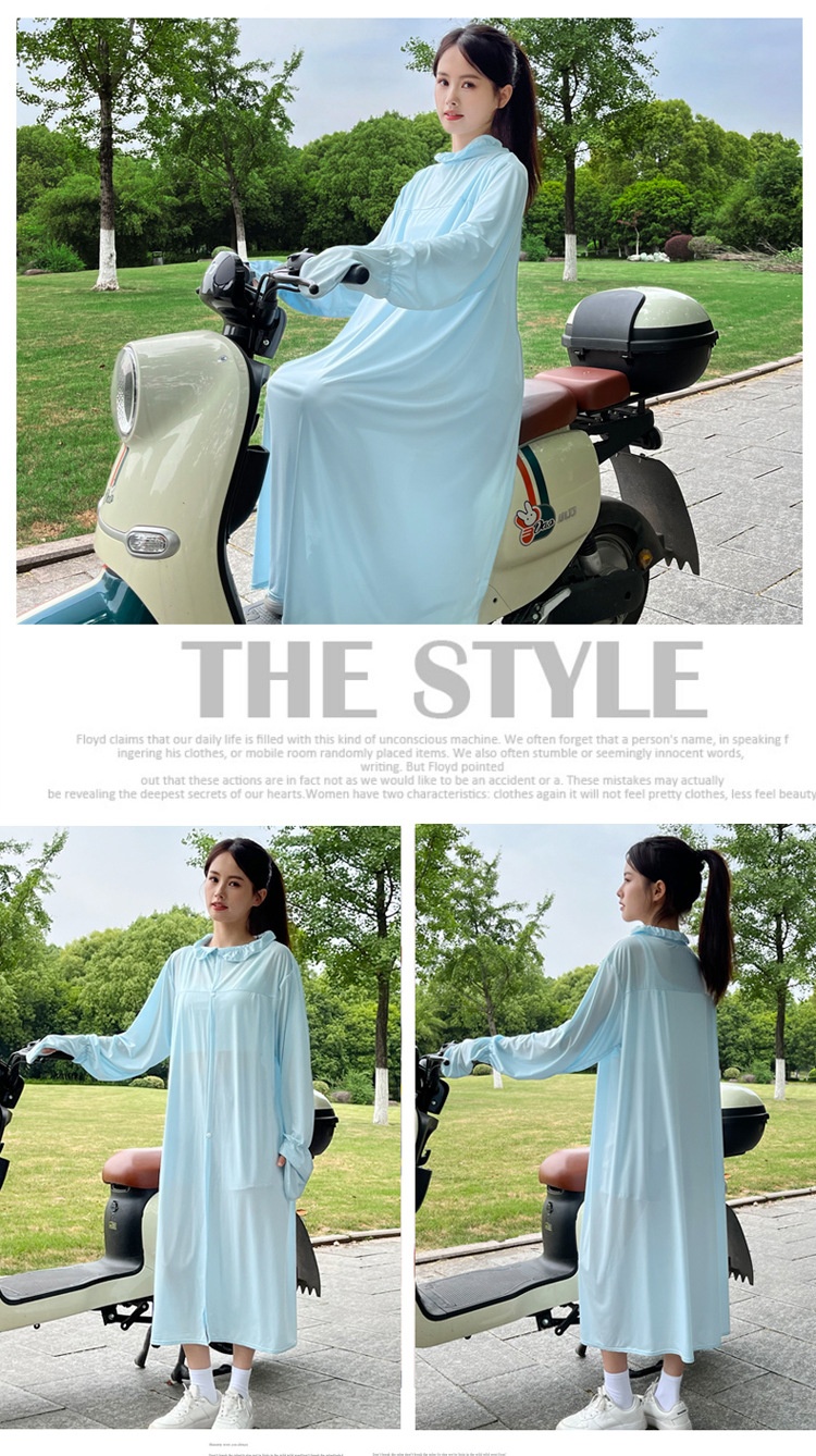 Abbigliamento protettivo per moto elettrica ActiveGo ActiveGo da donna, capospalla lungo, antivento e antisole, maglietta anti-esposizione al sole da donna_voghion.com