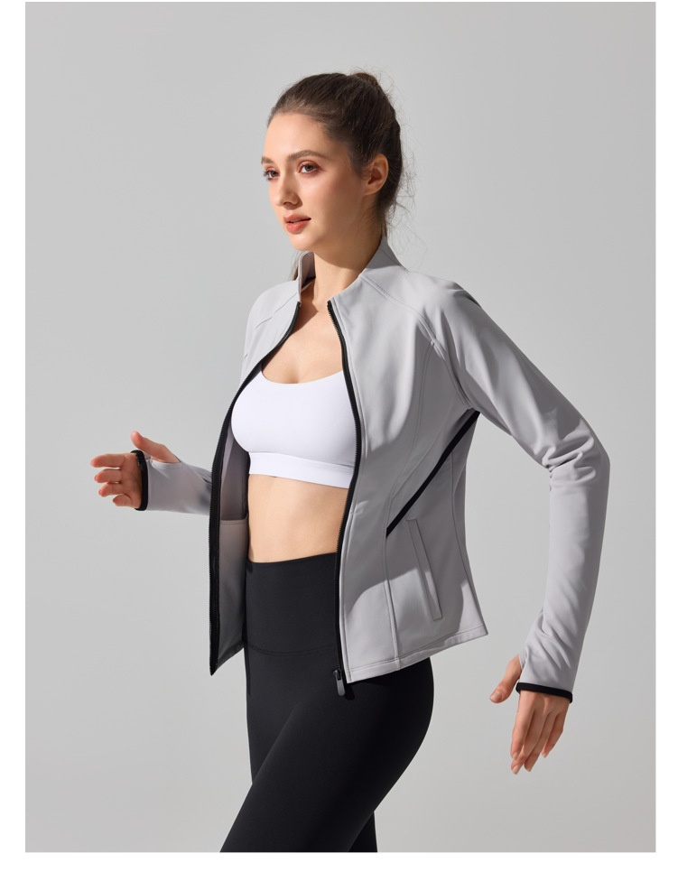 ActiveGo Cross-Border Barely-There Skin-Friendly Fleece Warm Yoga Jacket Autumn Winter Outdoor Running Workout Sports Fitness_voghion.com