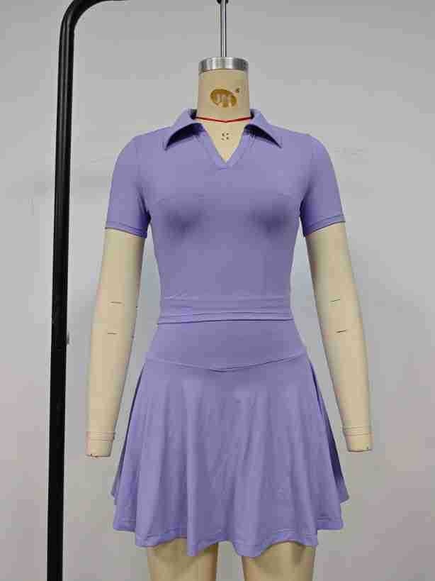 ActiveGo Summer Sports Outdoor Two-Piece Yoga Outfit Women With Pocket Short Skirt Set For Golf And Tennis_voghion.com