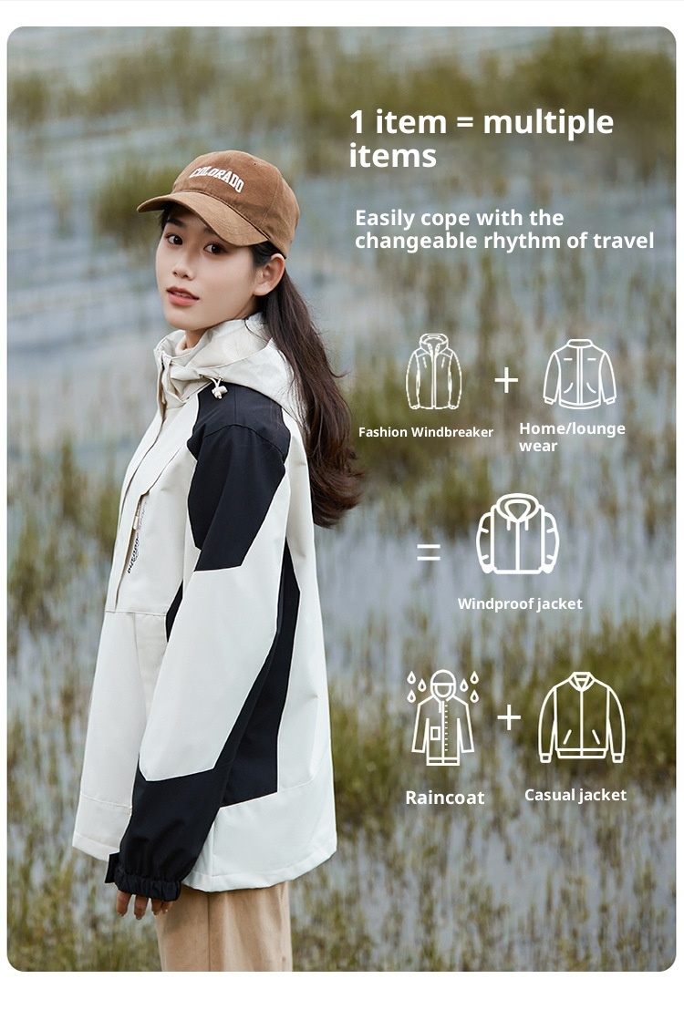ActiveGo ActiveGo 2023 New Spring And Autumn Outdoor Color Block Women Trendy Windproof Hiking Jacket Men Mountain Style Camping_voghion.com