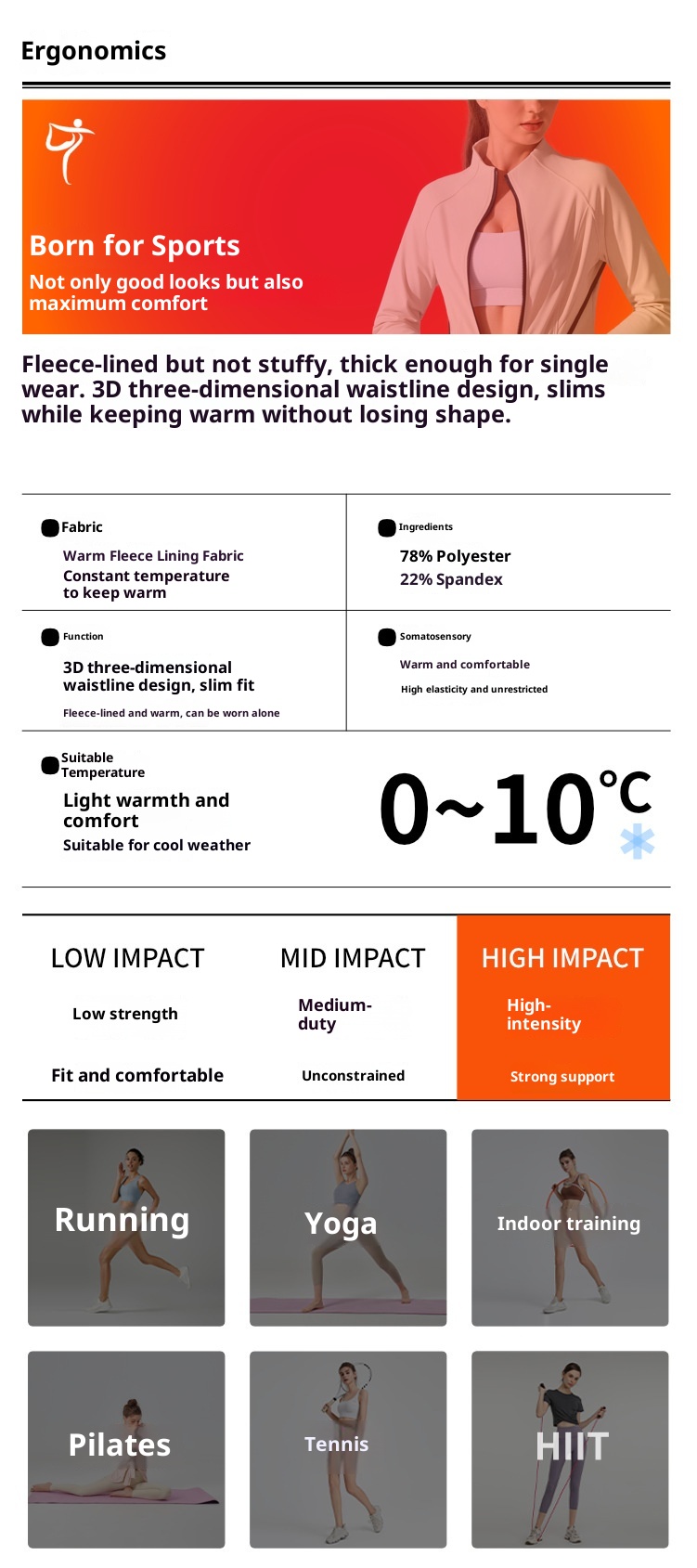 ActiveGo ActiveGo Fleece Warme Yogajacke Herbst Winter Outdoor Laufen Fitness Top Sport Cardigan Stehkragen Reißverschluss Langarm Damen_voghion.com