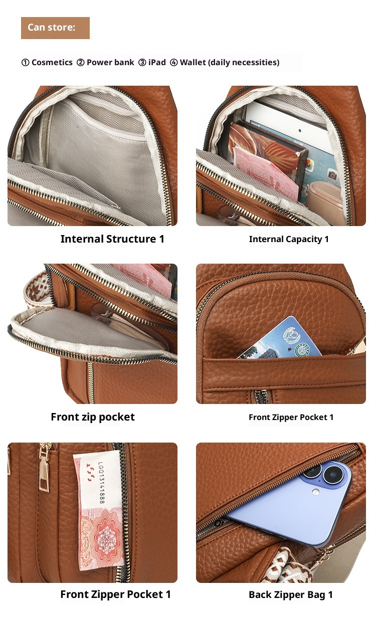 001 2025 Summer New Fashion Single Shoulder Crossbody Versatile PU Leather Large Capacity Casual Travel Women's Chest Bag_voghion.com