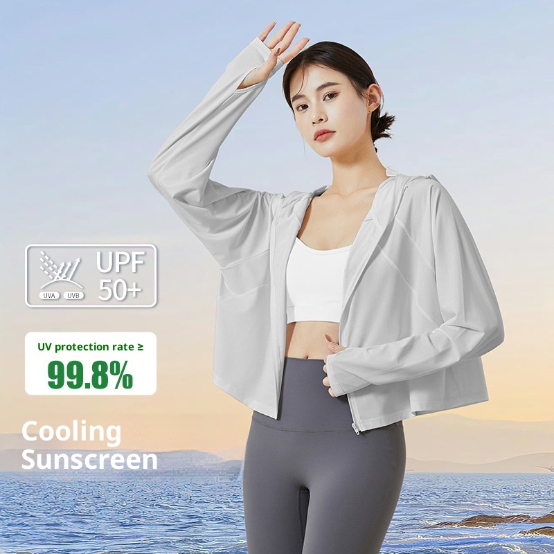 Giacca protettiva estiva a maniche lunghe in seta ghiacciata ActiveGo ActiveGo, abbigliamento protettivo dal sole per esterni da donna_voghion.com