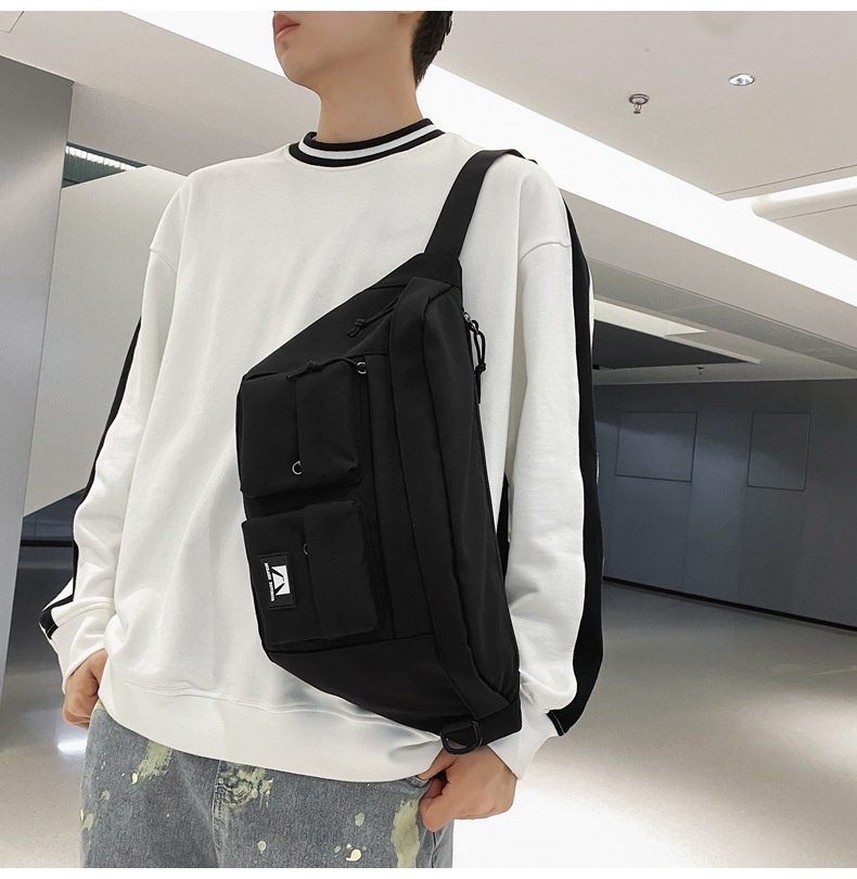 001 Crossbody For Men And Women, Student Simple Sports Large Capacity Chest Bag, Solid Color Casual Work Compartment_voghion.com