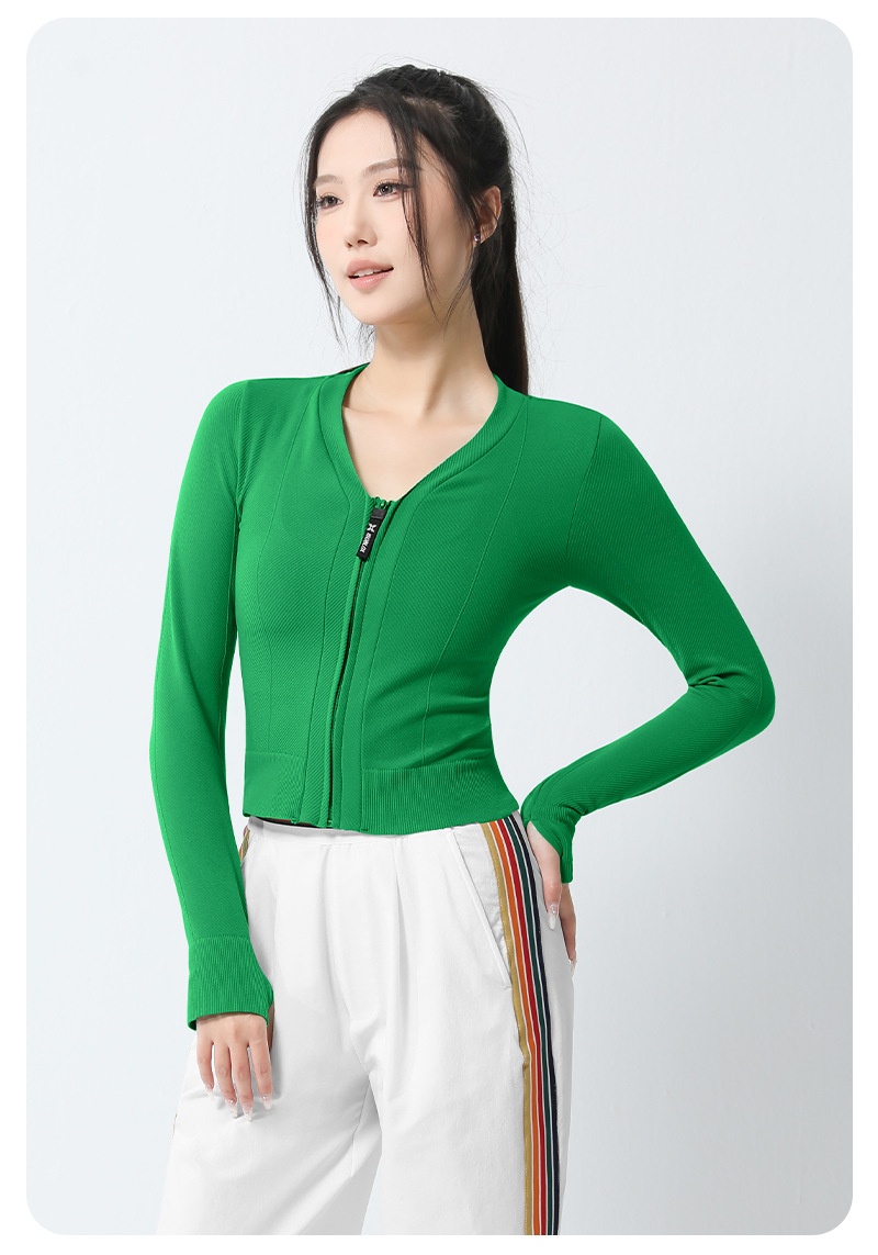 ActiveGo Sports Outdoor Fitness Jacket Women Zipper Style Wear Top With Thumb Long Sleeve Clothes Yoga Quick Dry_voghion.com