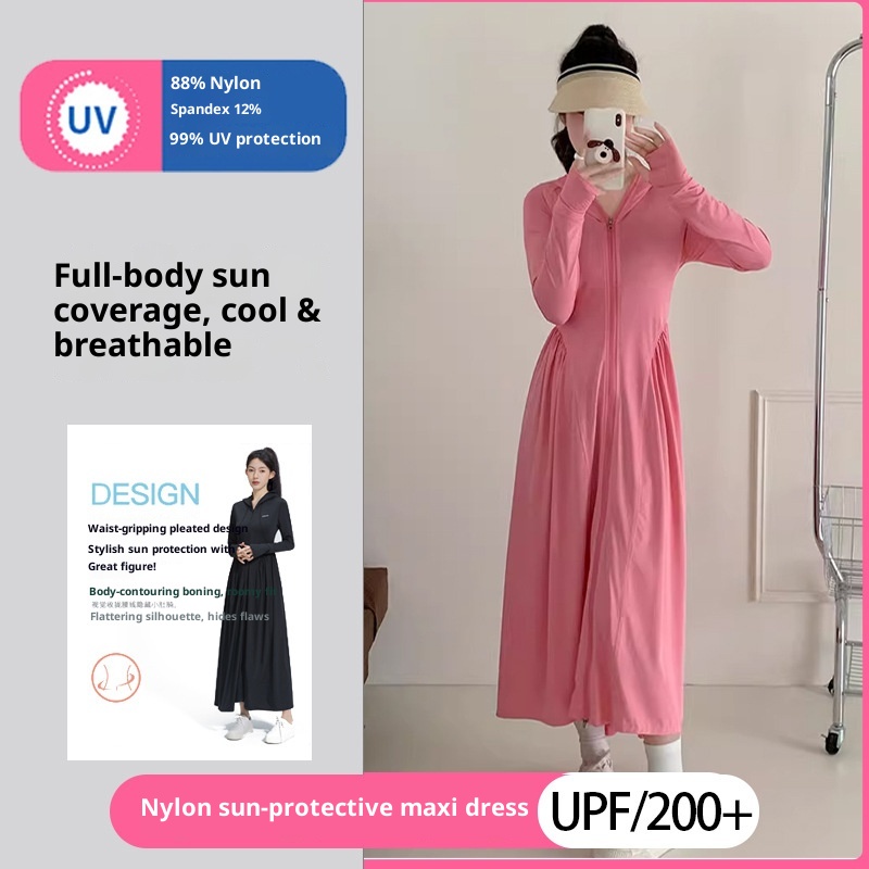 ActiveGo ActiveGo Nylon Xiangxiu stesso stile coreano corpo intero UV protezione solare lunga abbigliamento con cappuccio_voghion.com